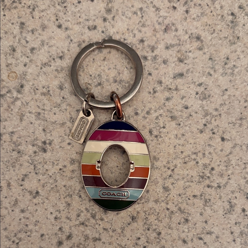 Coach Multicolor Striped Keychain Legacy